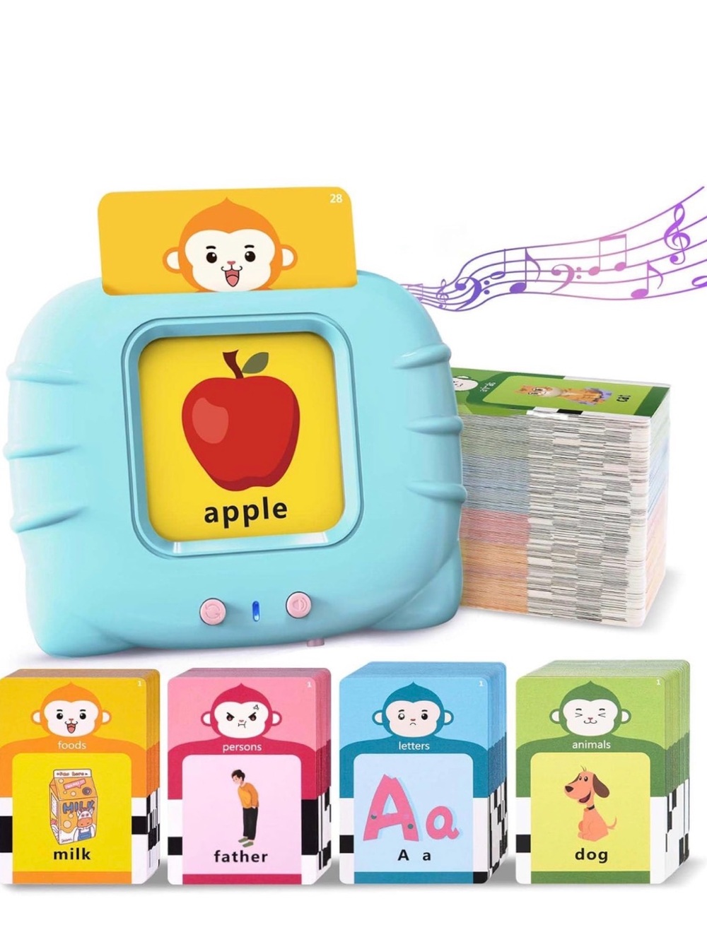 Kids talking Flashcard Player with Blue Learning Console and Colorful Cards